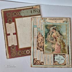 Lot de 2 grands calendriers italiens art nouveau, 1898,