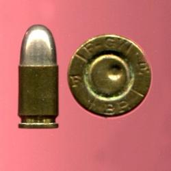 7.65 mm Frommer - RARE marquage hongrois : F-GY/F/P/.BF./ - étui de 13 mm - balle nickel arrondie