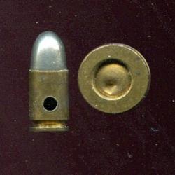 7.65 mm Frommer - RARE cartouche Hongroise - étui laiton de 13.1 mm - balle nickel arrondie