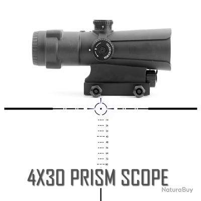 Lunette de Visée Fusil Réticule en Verre Prismatique Tactique avec