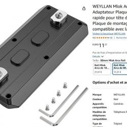 Adaptateur de montage de bipied M-LOK Arca Rail WEYLLAN MK80