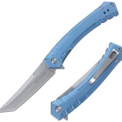 Couteau Tac-Force A/O Lame Acier 3Cr13MoV Tanto Manche Aluminium Anodisé Bleu Liner Lock TF2005SBL -