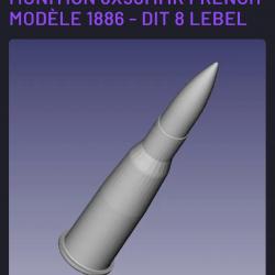 Cartouche factice de manipulation (3D) 8x51r Lebel