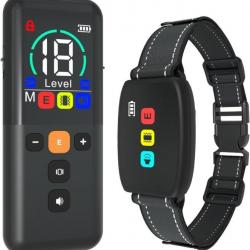 Collier Dressage pour Chien Portée 3000m 3 Modes Bip Vibration Choc Électrique Étanche IP67 Réglable