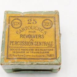 ANCIENNE BOITE MUNITIONS CALIBRE 320 BULLDOG Poudre Noire X 25 CARTOUCHERIE FRANCAISE France XIXè Bo