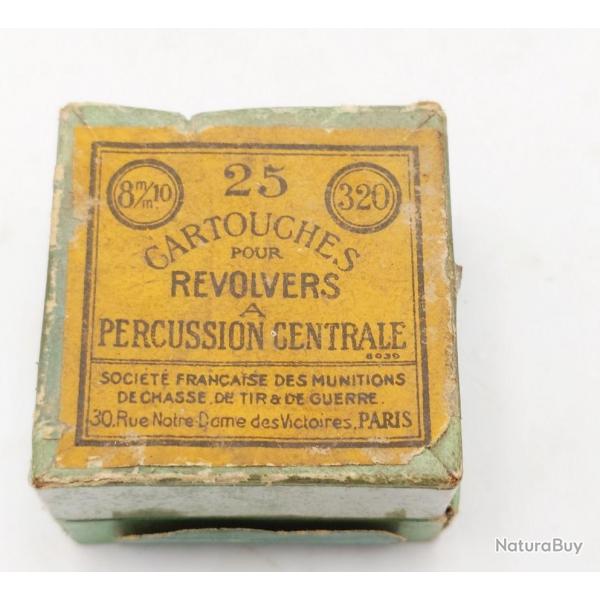 ANCIENNE BOITE MUNITIONS CALIBRE 320 BULLDOG Poudre Noire X 25 CARTOUCHERIE FRANCAISE France XIX Bo