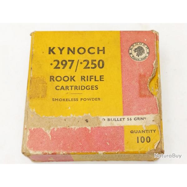 RARE BOITE CARTON MUNITIONS KYNOCH CALIBRE ANGLAIS .297/250 ROOK RIFLE CARTOUCHE BOUTEILLE - GB XIX