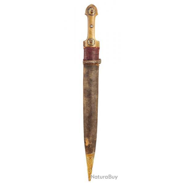 LONG POIGNARD DAGUE KINDJAL COSAQUE RUSSE / CAUCASE XIX Bon  Collection XIX eme