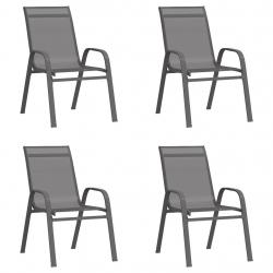 Chaises empilables de jardin lot de 4 Gris Tissu textilène