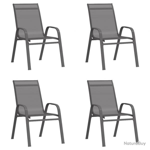 Chaises empilables de jardin lot de 4 Gris Tissu textilne