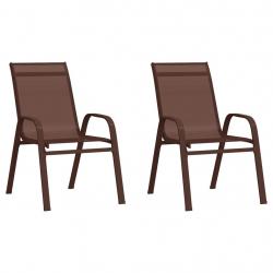 Chaises empilables de jardin lot de 2 Marron Tissu textilène