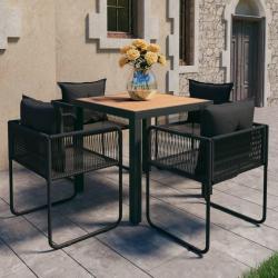 Ensemble à manger de jardin 5pcs PVC résine tressée noir marron