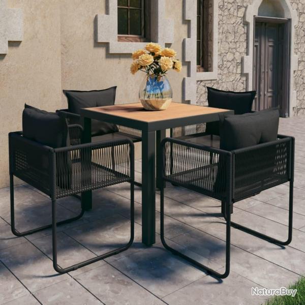 Ensemble  manger de jardin 5pcs PVC rsine tresse noir marron