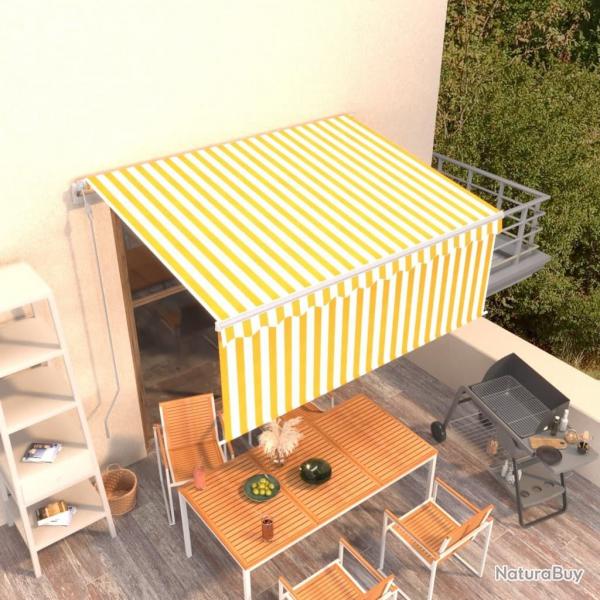 Auvent rtractable automatique avec store 3,5x2,5 m Jaune blanc