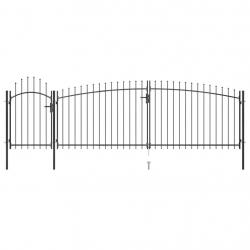 Portail de clôture de jardin avec dessus en lance 5x2 m Noir