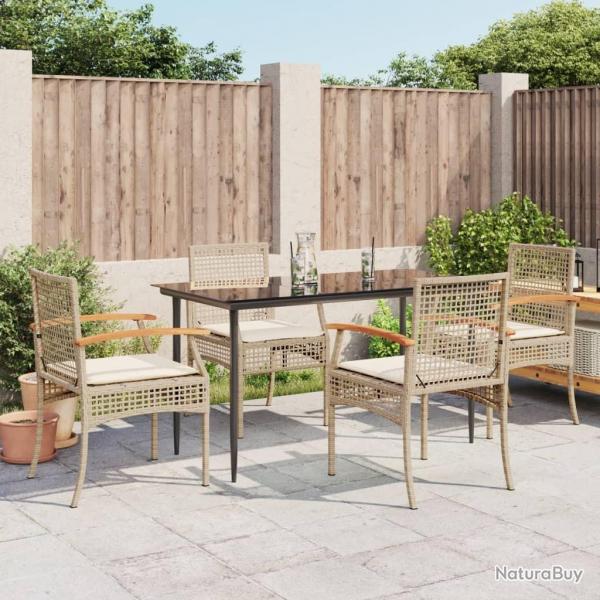Ensemble  manger de jardin avec coussins 5pcs Beige poly rotin