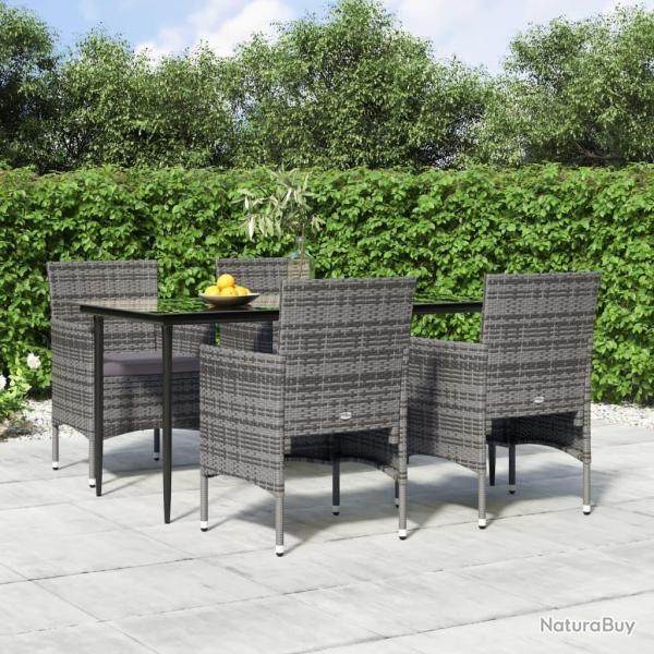 Ensemble  manger de jardin et coussins 5pcs Gris/noir