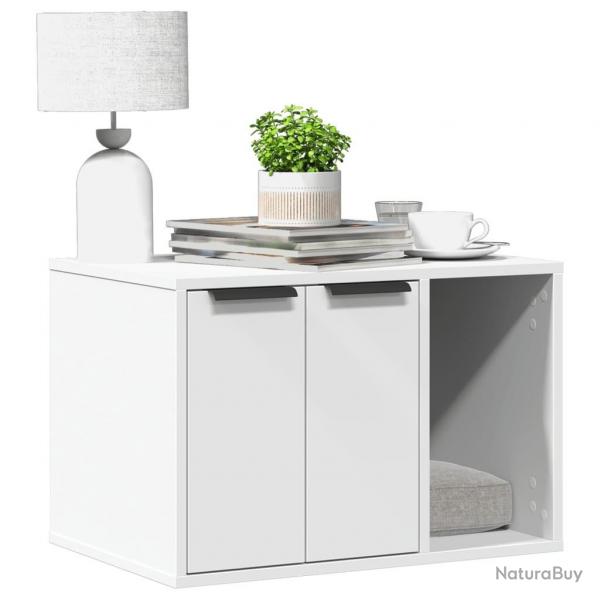 Meuble de bac  litire pour chat blanc bois d'ingnierie