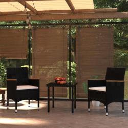 Ensemble à manger de jardin avec coussins 3 pcs noir
