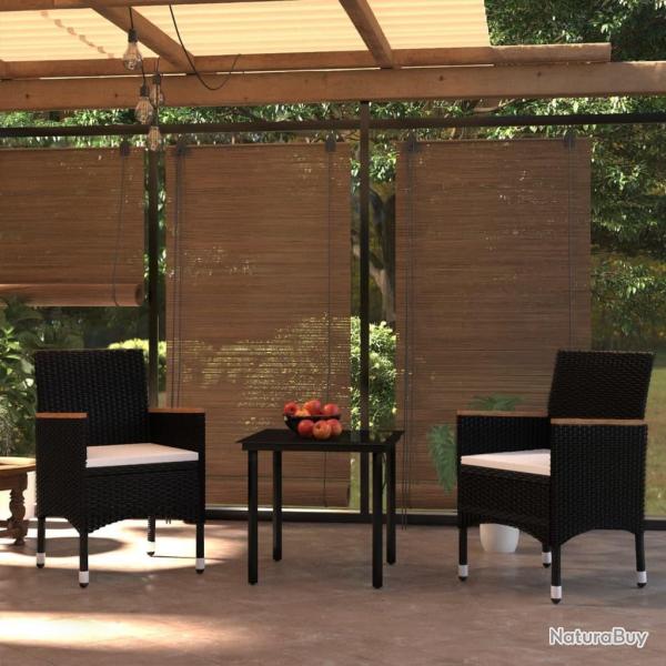 Ensemble  manger de jardin avec coussins 3 pcs noir