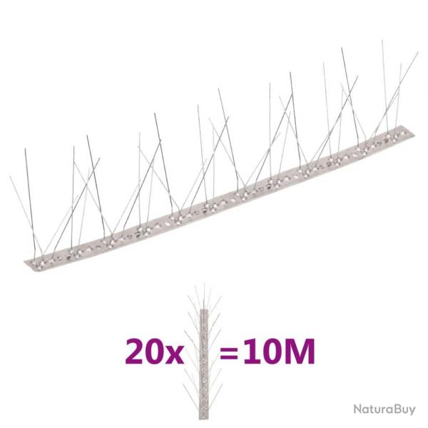 Ensemble de 20 pointes  5 ranges contre oiseaux Inox 10 m
