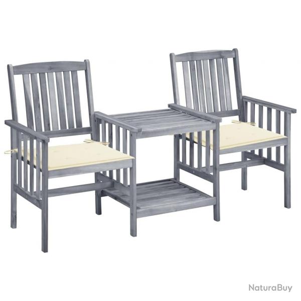 Chaises de jardin avec table  th et coussins Acacia solide