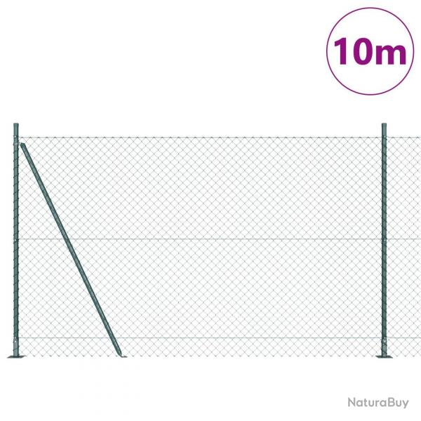 Clture en maillon de chane avec 7 poteaux  flasque 1,4x10 m en acier galva