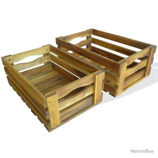 Caisse  pommes 2 pcs Bois d'acacia massif
