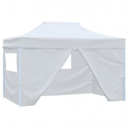 Tente pliable de réception avec 4 parois 3 x 4,5 m Blanc