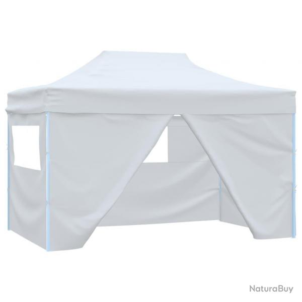 Tente pliable de rception avec 4 parois 3 x 4,5 m Blanc