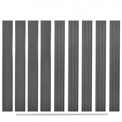 Panneaux de clôture de remplacement 9 pcs WPC 170 cm Gris