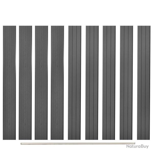 Panneaux de clture de remplacement 9 pcs WPC 170 cm Gris
