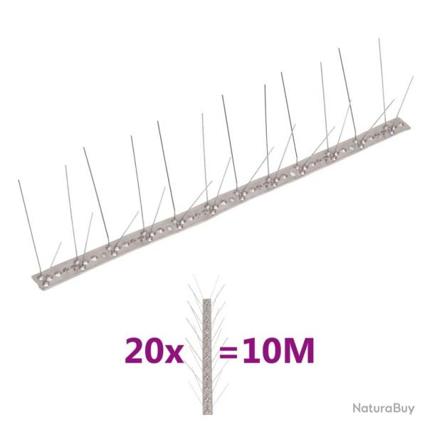 Ensemble de 20 pointes  4 ranges contre oiseaux Inox 10 m