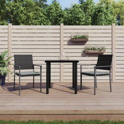 Ensemble à manger de jardin 3 pcs coussins résine tressée acier