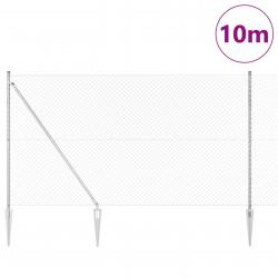 Clôture en grillage avec 7 piquets pointus 1,6x10 m Acier galvanisé
