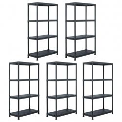 Étagères de rangement 5 pcs Noir 60x30x138 cm Plastique