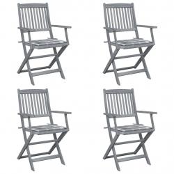Chaises pliables d'extérieur lot de 4 et coussins Bois d'acacia