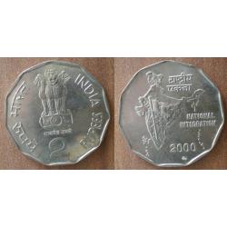 Inde 2 Roupies 2000 Piece Commemorative Integration National Roupies Rupees Rupee