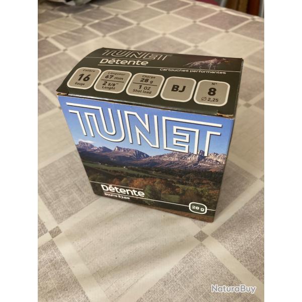 Vends bote de 25 cartouches Tunet "Dtente" calibre 16/67 plomb n8