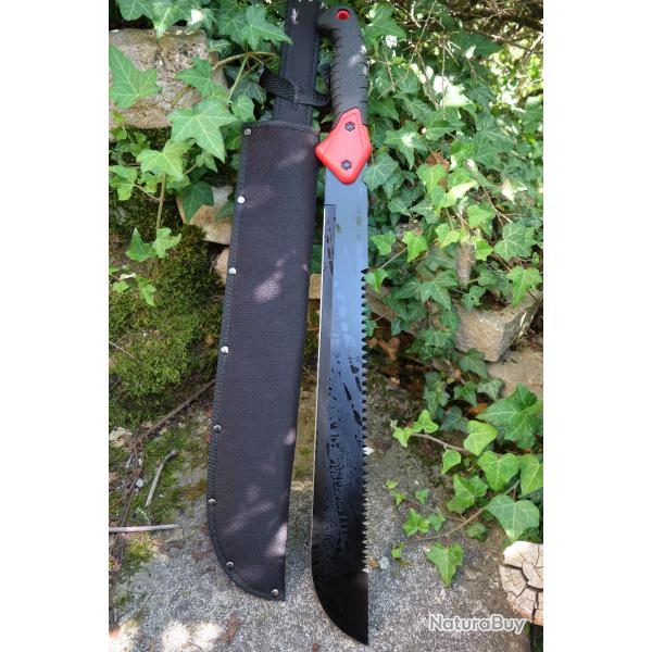 Coupe Coupe Bowie Machette Guide d'Amazonie Lame Acier 3Cr13 Manche ABS Black Red Etui Nylon
