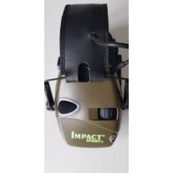 Casque  electronique de protection auditive  vert + ÉTUIS de rangement