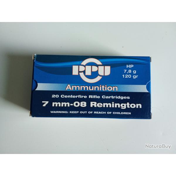 Lot de 9 bote de balles PPU cal 7mm-08 Rem 7,8g 120gr