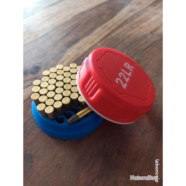 Bote  munitions 22lr bleue blanc rouge design pratique et robuste. Feinwerkbau CZ Tikka Rossi.