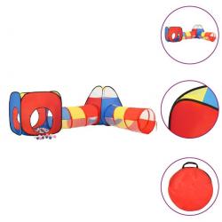 Tente de jeu multicolore avec 250 balles - Enfant, jardin, polyester, 3-en-1 avec tunnel