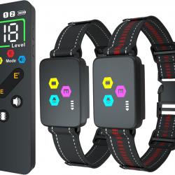 Deux Colliers pour Dressage Chien Portée 3000m 3 Modes Bip Vibration Choc Électrique Étanche
