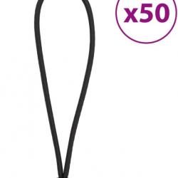 Lot de 50 cordons élastiques noirs avec boules - 21 cm, pratique pour rangement et fixation