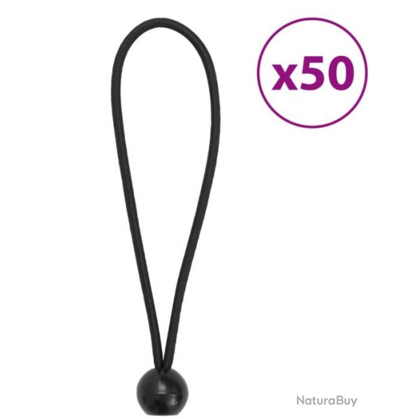 Lot de 50 cordons lastiques noirs avec boules - 21 cm, pratique pour rangement et fixation