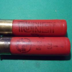 2 cartouches de chasse ancienne en cal: 28, TUNET détente 70 m/m 20 gramme étui plastic rouge
