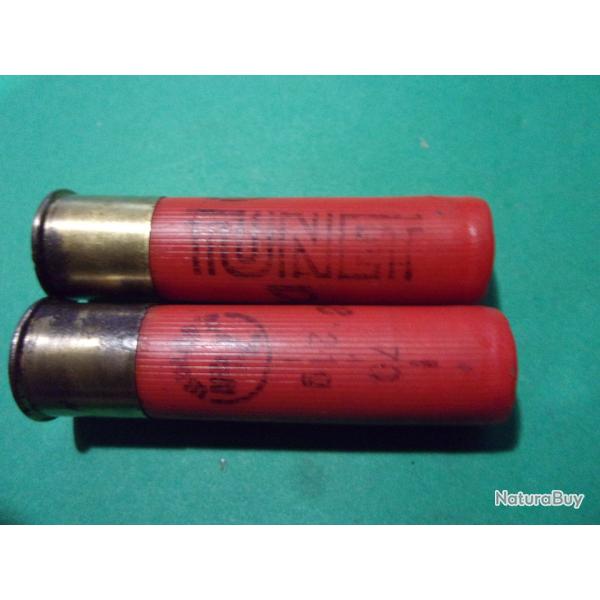 2 cartouches de chasse ancienne en cal: 28, TUNET dtente 70 m/m 20 gramme tui plastic rouge