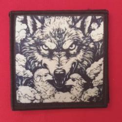 ÉCUSSON COMMANDO ELITE TACTIQUE MILITAIRE SYMBOLE LOUP SCRATCH DIMENSIONS 8CM